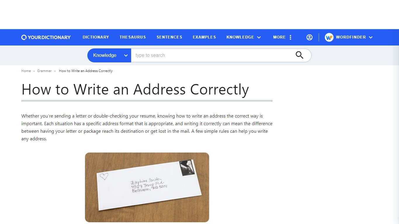 How to Write an Address Correctly - YourDictionary